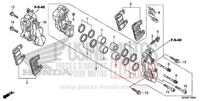 ETRIER DE FREIN AVANT de F6C "Valkyrie" GRAPHITE BLACK (NHB01) de 2015